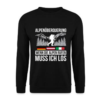 Alpenüberquerung Für Alpenüberquerer Wanderin Wand - Unisex Pullover - Schwarz - Vorne - Alina (178cm) & Michal (187cm)