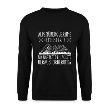 Alpenüberquerung Für Alpenüberquerer Wanderin Wand - Unisex Pullover - Schwarz - Vorne - Alina (178cm) & Michal (187cm)
