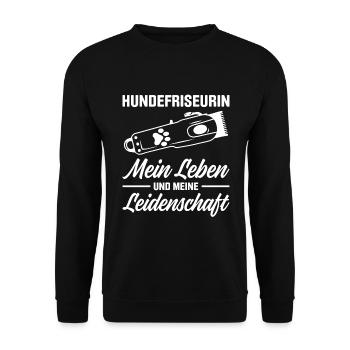Hundepflege für Hundefriseurin Hundefriseur Groome - Unisex Pullover - Schwarz - Vorne - Alina (178cm) & Michal (187cm)