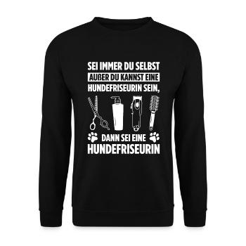 Hundepflege für Hundefriseurin Hundefriseur Groome - Unisex Pullover - Schwarz - Vorne - Alina (178cm) & Michal (187cm)