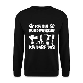 Hundepflege für Hundefriseurin Hundefriseur Groome - Unisex Pullover - Schwarz - Vorne - Alina (178cm) & Michal (187cm)