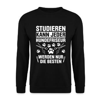 Hundepflege für Hundefriseurin Hundefriseur Groome - Unisex Pullover - Schwarz - Vorne - Alina (178cm) & Michal (187cm)