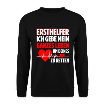 Erste Hilfe Für Ersthelfer Rettungssanitäter Sanit - Unisex Pullover - Schwarz - Vorne - Alina (178cm) & Michal (187cm)