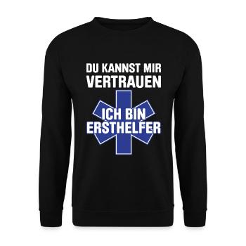 Erste Hilfe Für Ersthelfer Rettungssanitäter Sanit - Unisex Pullover - Schwarz - Vorne - Alina (178cm) & Michal (187cm)