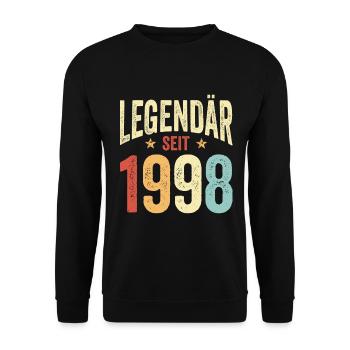 Legendär Seit 1998 Lustiger Geburtstags Spruch 199 - Unisex Pullover - Schwarz - Vorne - Alina (178cm) & Michal (187cm)
