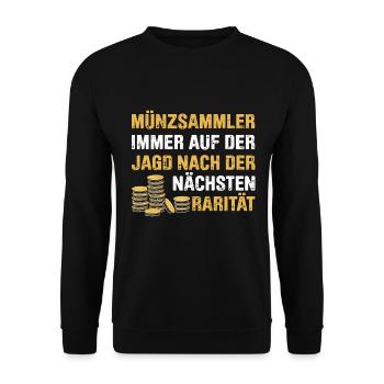 Münzen Sammeln Für Lustige Münzsammler Und Münzlie - Unisex Pullover - Schwarz - Vorne - Alina (178cm) & Michal (187cm)