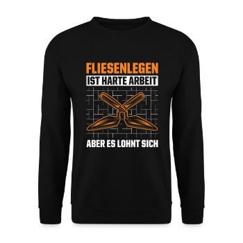 Fliesenlegen Für Fliesenleger Fliesenlegermeister - Unisex Pullover - Schwarz - Vorne - Alina (178cm) & Michal (187cm)