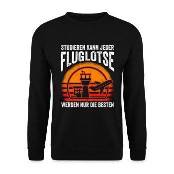 Luftraumkontrolle Für Fluglotsen Flugkontrolleur R - Unisex Pullover - Schwarz - Vorne - Alina (178cm) & Michal (187cm)