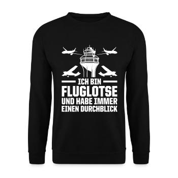 Luftraumkontrolle Für Fluglotsen Flugkontrolleur R - Unisex Pullover - Schwarz - Vorne - Alina (178cm) & Michal (187cm)