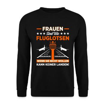 Luftraumkontrolle Für Fluglotsen Flugkontrolleur R - Unisex Pullover - Schwarz - Vorne - Alina (178cm) & Michal (187cm)