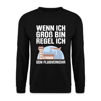 Luftraumkontrolle Für Fluglotsen Flugkontrolleur R - Unisex Pullover - Schwarz - Vorne - Alina (178cm) & Michal (187cm)