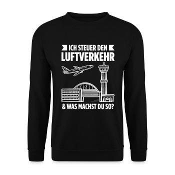 Luftraumkontrolle Für Fluglotsen Flugkontrolleur R - Unisex Pullover - Schwarz - Vorne - Alina (178cm) & Michal (187cm)