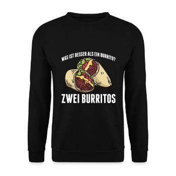 Was ist besser als ein Burrito? Zwei Burritos Lieb - Unisex Pullover - Schwarz - Vorne - Alina (178cm) & Michal (187cm)