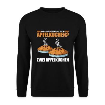 Was ist besser als ein Apfelkuchen? Zwei Apfelkuch - Unisex Pullover - Schwarz - Vorne - Alina (178cm) & Michal (187cm)