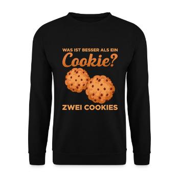 Was ist besser als ein Cookie? Zwei Cookies Liebli - Unisex Pullover - Schwarz - Vorne - Alina (178cm) & Michal (187cm)