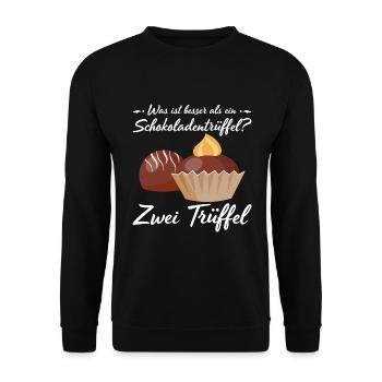 Was ist besser als ein Schokoladentrüffel? Zwei Tr - Unisex Pullover - Schwarz - Vorne - Alina (178cm) & Michal (187cm)