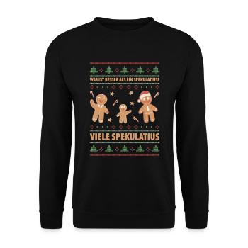 Was ist besser als ein Spekulatius? Viele Spekulat - Unisex Pullover - Schwarz - Vorne - Alina (178cm) & Michal (187cm)
