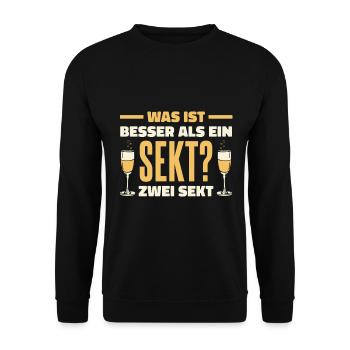 Was ist besser als ein Sekt? Zwei Sekt Lieblingsge - Unisex Pullover - Schwarz - Vorne - Alina (178cm) & Michal (187cm)