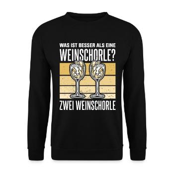 Was ist besser als eine Weinschorle? Zwei Weinscho - Unisex Pullover - Schwarz - Vorne - Alina (178cm) & Michal (187cm)