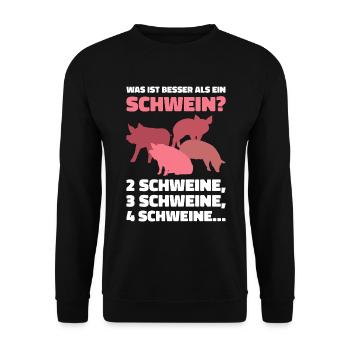 Was ist besser als ein Schwein? 2 Schweine, 3 Schw - Unisex Pullover - Schwarz - Vorne - Alina (178cm) & Michal (187cm)