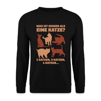 Was ist besser als eine Katze? 2 Katzen, 3 Katzen, - Unisex Pullover - Schwarz - Vorne - Alina (178cm) & Michal (187cm)