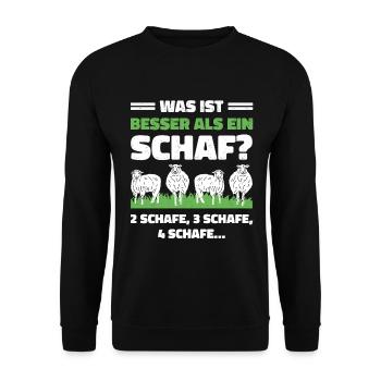 Was ist besser als ein Schaf? 2 Schafe, 3 Schafe, - Unisex Pullover - Schwarz - Vorne - Alina (178cm) & Michal (187cm)