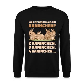 Was ist besser als ein Kaninchen? 2 Kaninchen, 3 K - Unisex Pullover - Schwarz - Vorne - Alina (178cm) & Michal (187cm)