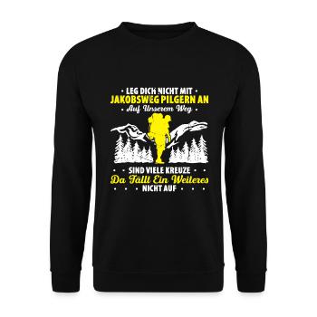 Jakobsweg Für Pilger Wanderer Pilgerweg Camino de - Unisex Pullover - Schwarz - Vorne - Alina (178cm) & Michal (187cm)