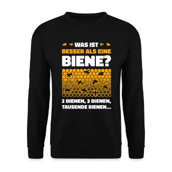 Was ist besser als eine Biene? 2 Bienen, 3 Bienen, - Unisex Pullover - Schwarz - Vorne - Alina (178cm) & Michal (187cm)
