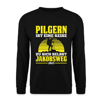 Jakobsweg Für Pilger Wanderer Pilgerweg Camino de - Unisex Pullover - Schwarz - Vorne - Alina (178cm) & Michal (187cm)