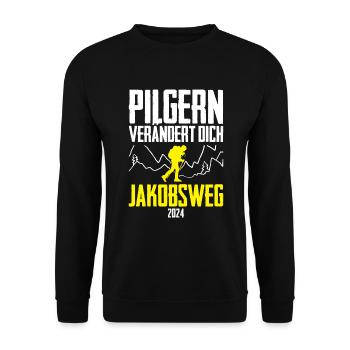 Jakobsweg Für Pilger Wanderer Pilgerweg Camino de - Unisex Pullover - Schwarz - Vorne - Alina (178cm) & Michal (187cm)