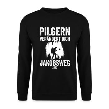 Jakobsweg Für Pilger Wanderer Pilgerweg Camino de - Unisex Pullover - Schwarz - Vorne - Alina (178cm) & Michal (187cm)