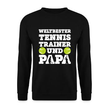 Weltbester Tennis Trainer Und Papa Tennisspieler - Unisex Pullover - Schwarz - Vorne - Alina (178cm) & Michal (187cm)
