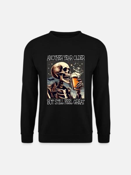 Birthday Beer Drinking Skeleton - Unisex Sweatshirt - black
