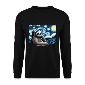 Faultier Sternennacht - Unisex Pullover - Schwarz - Vorne - Alina (178cm) & Michal (187cm)