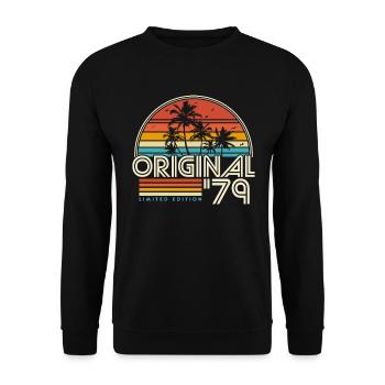1979 Vintage né Vintage cadeau d’anniversaire - Sweat-shirt Unisexe - noir - Devant - Alina (178cm) & Michal (187cm)