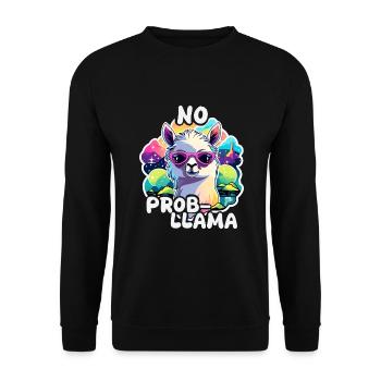 No Prob Llama - Llama Alpaca - Unisex Sweatshirt - black - Front - Alina (178cm) & Michal (187cm)
