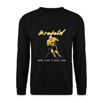 Krefeld - My City My Love Ice Hockey - Unisex Sweatshirt - black - Front - Alina (178cm) & Michal (187cm)