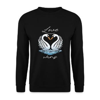 L’amour gagne - Cygnes Saint-Valentin - Sweat-shirt Unisexe - noir - Devant - Alina (178cm) & Michal (187cm)