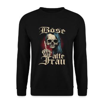 Nasty Old Woman Middle Finger - Unisex Sweatshirt - black - Front - Alina (178cm) & Michal (187cm)