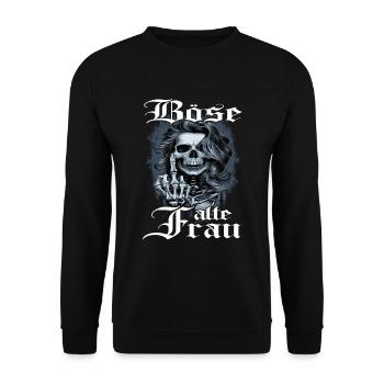 Evil Old Woman Skull - Unisex Sweatshirt - black - Front - Alina (178cm) & Michal (187cm)