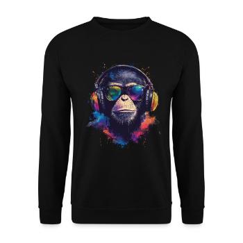 Cooler Affe Mit Sonnenbrille - Unisex Pullover - Schwarz - Vorne - Alina (178cm) & Michal (187cm)