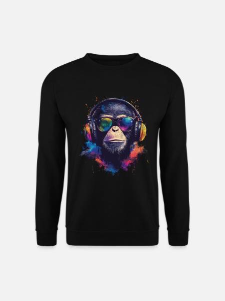 Cooler Affe Mit Sonnenbrille - Unisex Pullover - Schwarz
