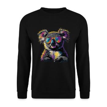 Koala Mit Sonnenbrille - Unisex Pullover - Schwarz - Vorne - Alina (178cm) & Michal (187cm)