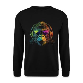 Cooler Affe Mit Sonnenbrille - Unisex Pullover - Schwarz - Vorne - Alina (178cm) & Michal (187cm)