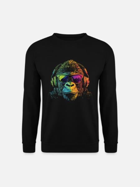Cool Monkey With Sunglasses - Unisex Sweatshirt - black