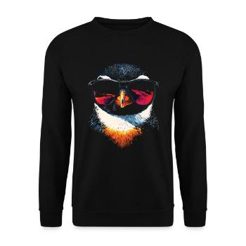 Cool Pinguin Art Sonnenbrille Pinguin Lover - Unisex Pullover - Schwarz - Vorne - Alina (178cm) & Michal (187cm)