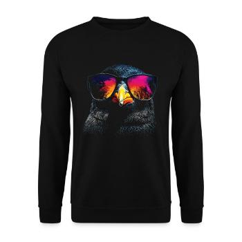 Cool Pinguin Sonnenbrille Pinguin Liebhaber - Unisex Pullover - Schwarz - Vorne - Alina (178cm) & Michal (187cm)