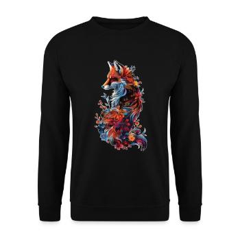 Majestätischer Rotfuchs Florales Design - Unisex Pullover - Schwarz - Vorne - Alina (178cm) & Michal (187cm)