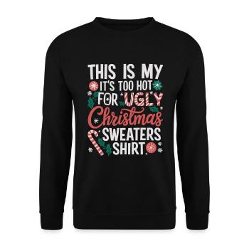 Lustig Ugly Christmas Weihnachten - Unisex Pullover - Schwarz - Vorne - Alina (178cm) & Michal (187cm)
